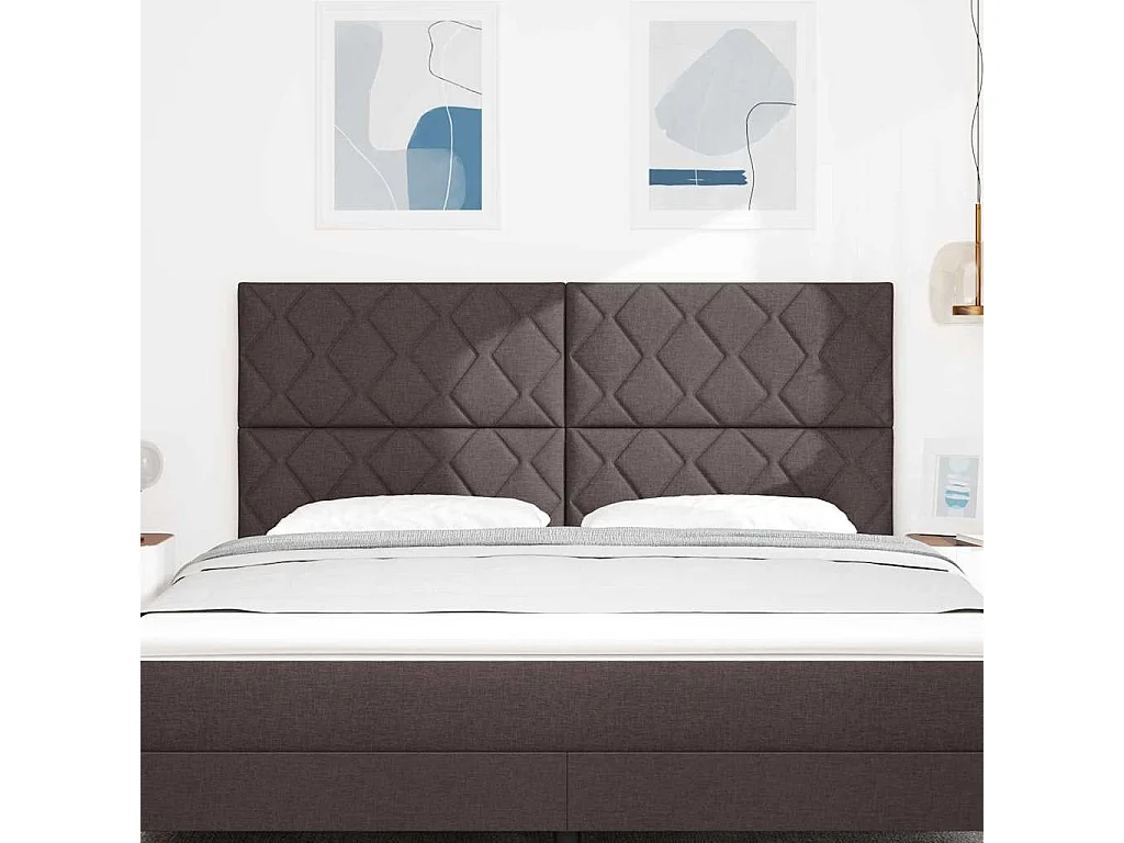 Tête de Lit en Tissu Géométrique Marron foncé 180 cm tissu