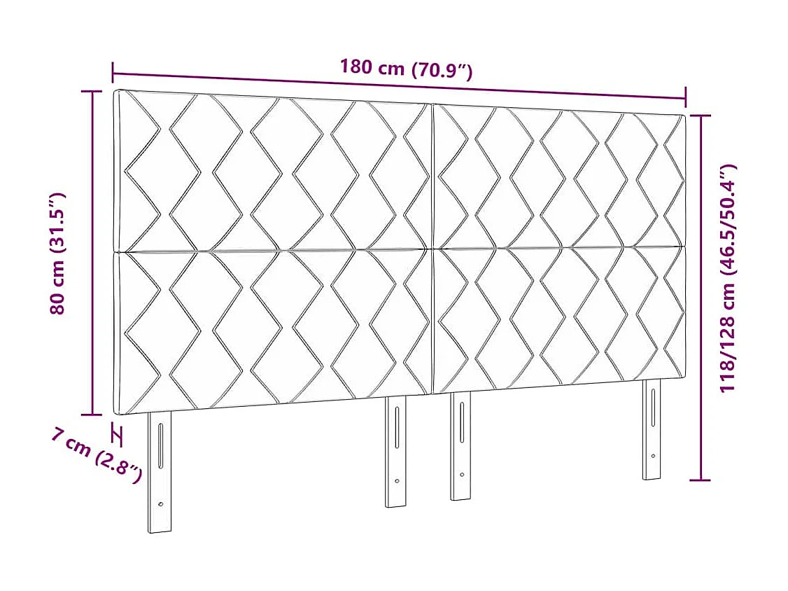 Tête de Lit en Tissu Géométrique Marron foncé 180 cm tissu