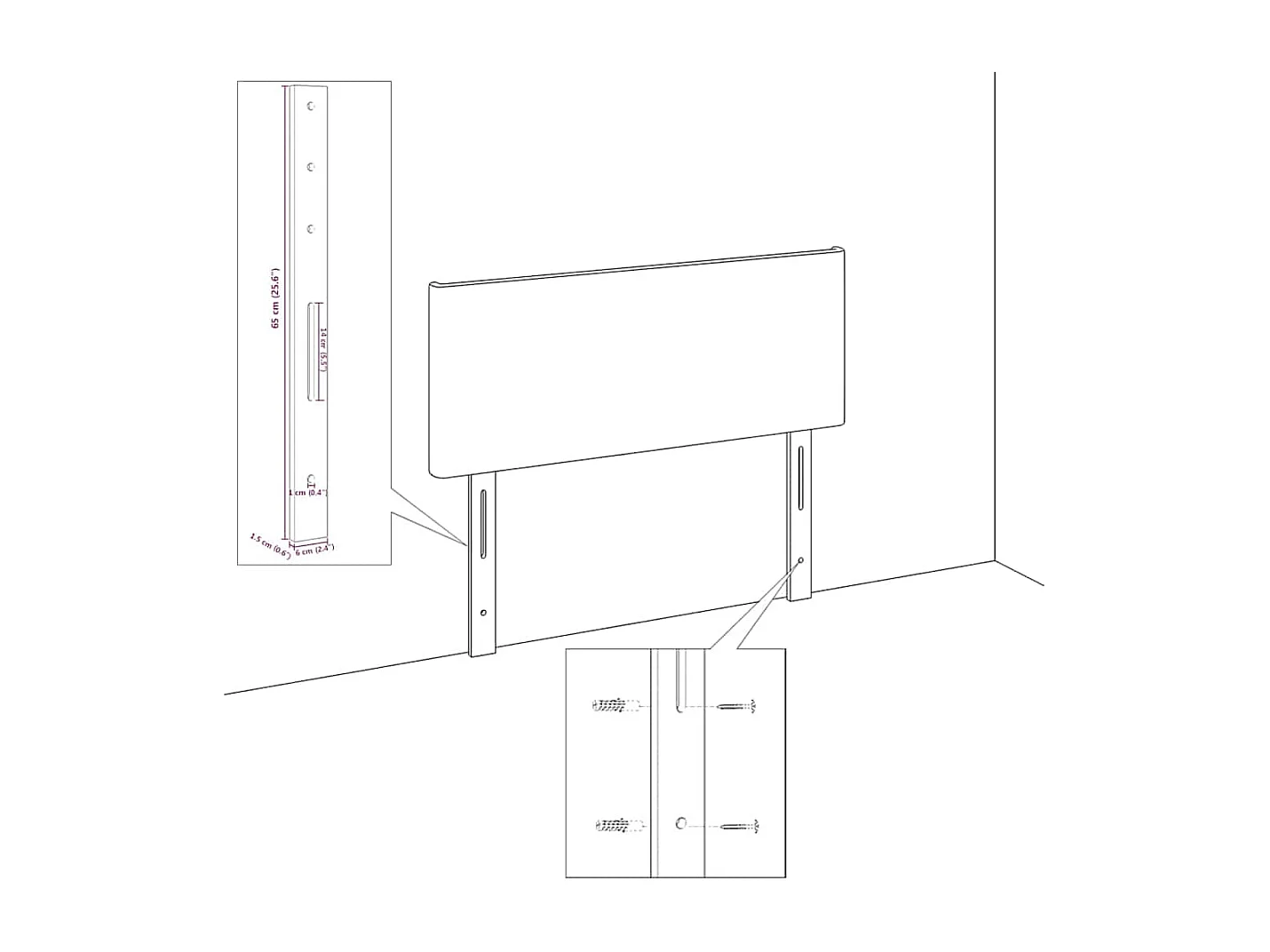 Tête de Lit en Tissu Géométrique Gris clair 90 cm tissu