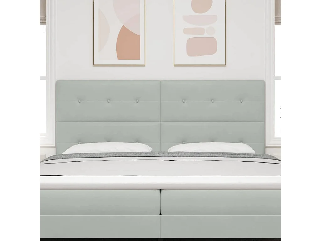 Cabecero Montaje en la pared Gris claro 200 cm Terciopelo