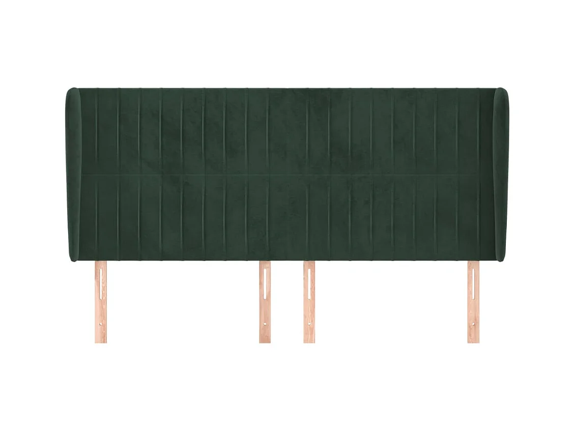 Tête de lit avec oreilles Vert foncé 163x23x118/128 cm Velours