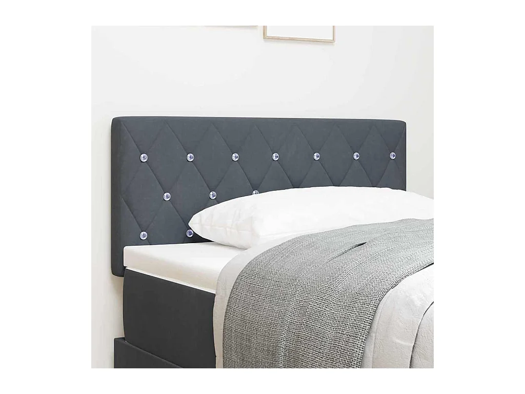 Tête de Lit en Velours Argyle Gris foncé 90 cm Velours