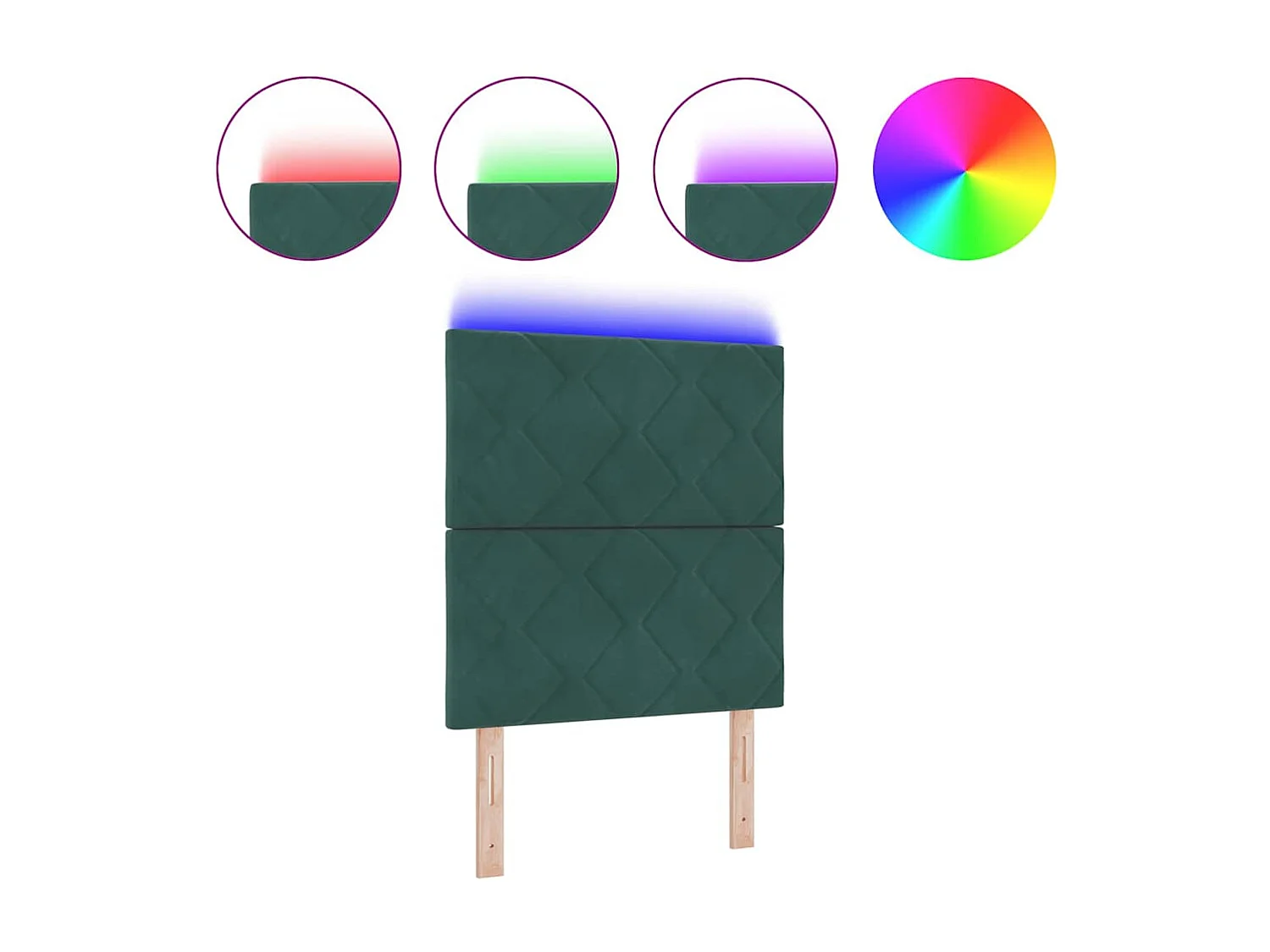 Cabeceira LED com luzes de tira LED Verde-escuro 80 cm Veludo