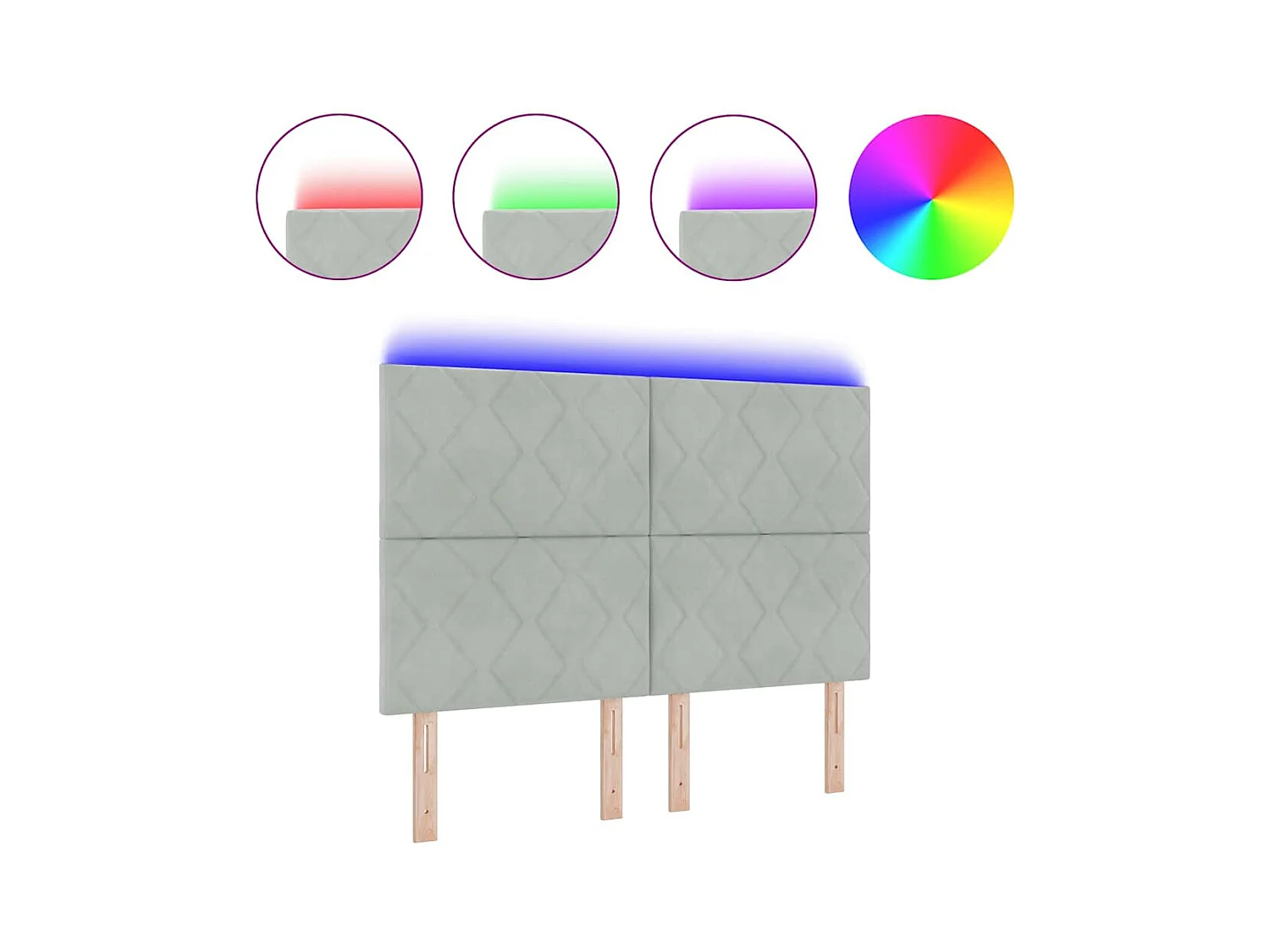 Cabecero LED Geométrico Manual Gris claro 144 cm Terciopelo