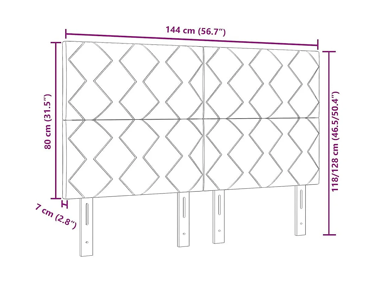 Tête de Lit LED Géométrique Gris clair 144 cm Velours