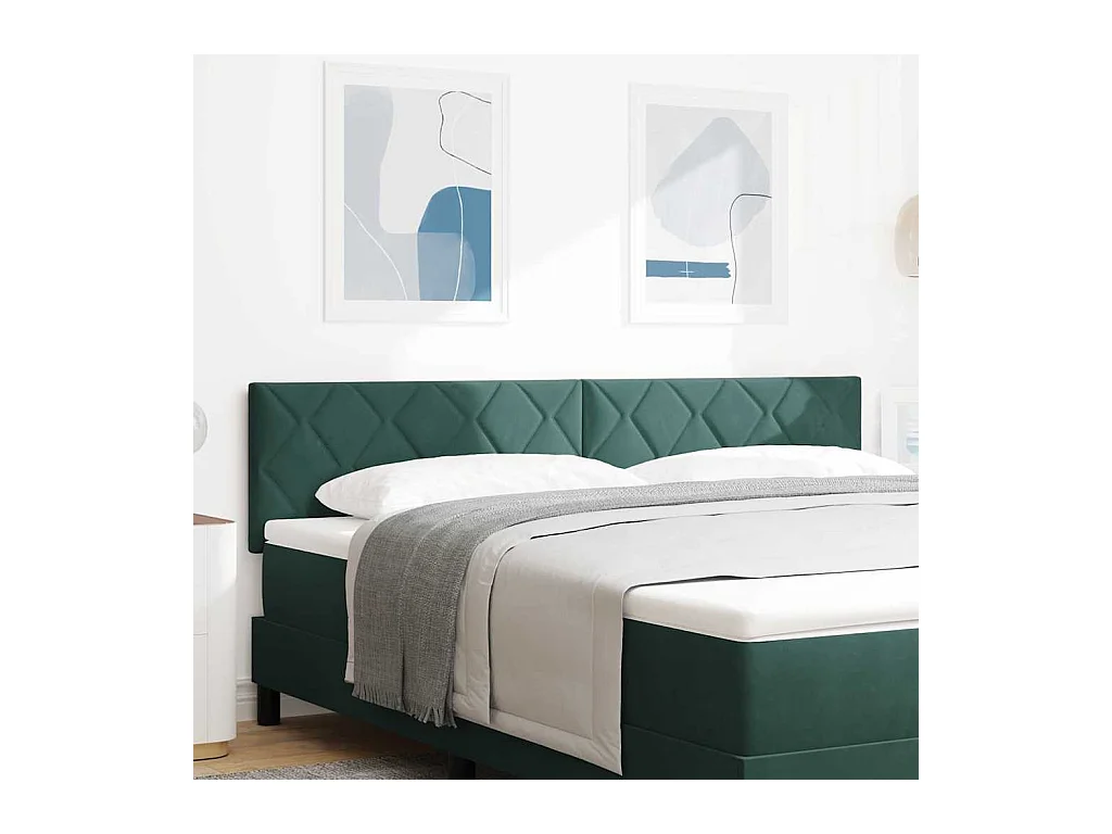 Tête de lit Montage mural Géométrique Vert foncé 180 cm Velours