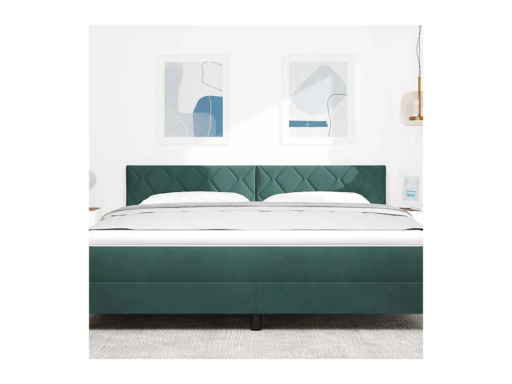 Tête de lit Montage mural Géométrique Vert foncé 180 cm Velours