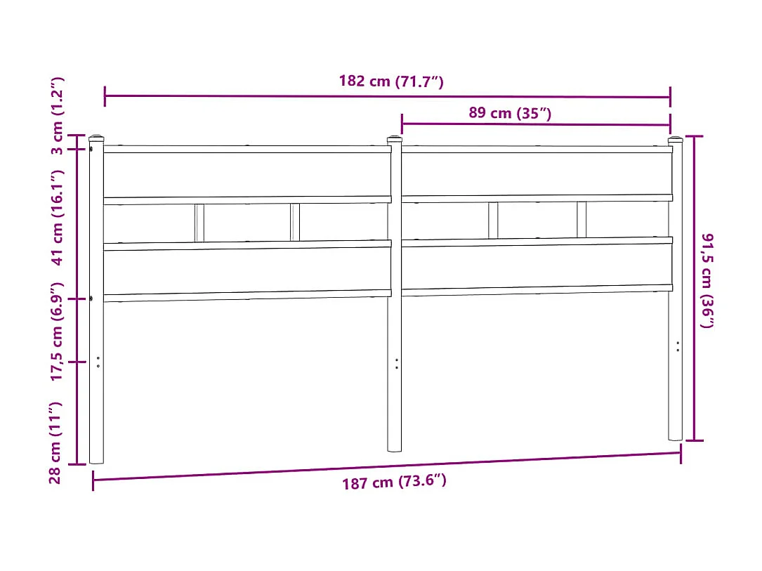 Tête de lit chêne marron 180 cm acier et bois d'ingénierie