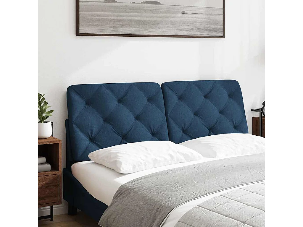 Hoofdbordkussen 140 cm stof blauw