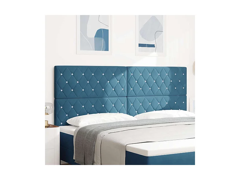 Cabeceira LED com luzes de tira LED Azul escuro 100 cm Veludo