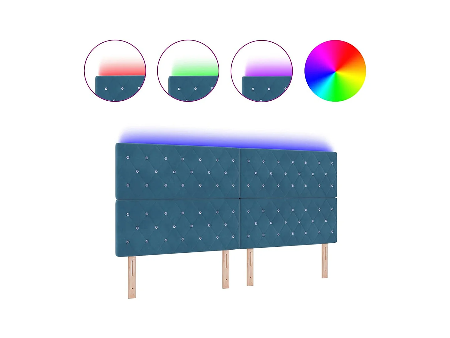 Tête de Lit LED Argyle Bleu foncé 100 cm Velours