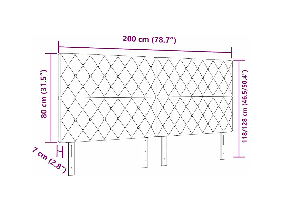 Tête de Lit LED Argyle Bleu foncé 100 cm Velours