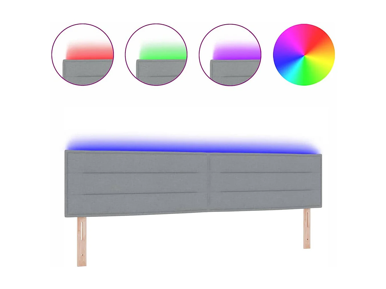 LED Hoofdbord met LED -striplichten Lichtgrijs 200 cm Stof