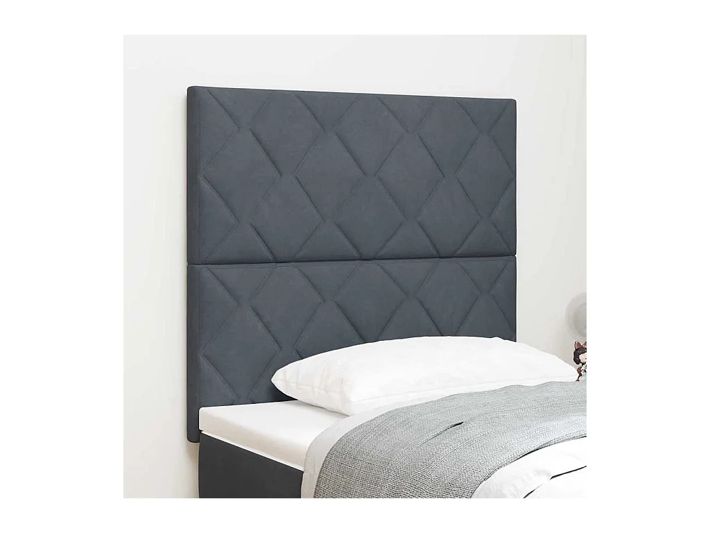 Cabecero LED Geométrico Manual Gris oscuro 100 cm Terciopelo