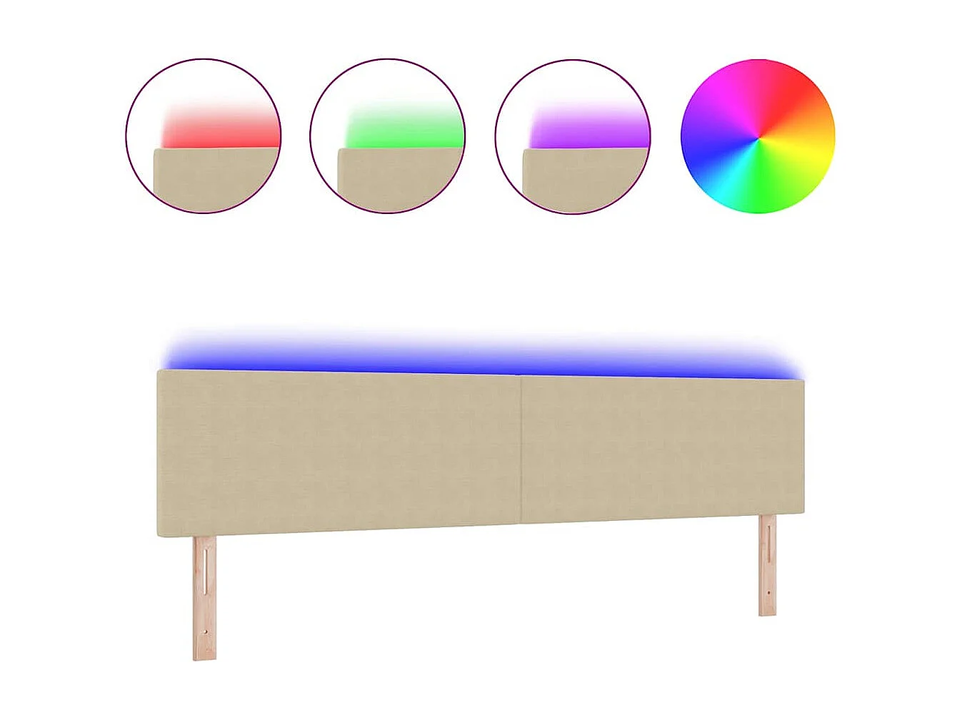 Tête de lit LED avec des lumières à LED Vert gris 200 cm tissu