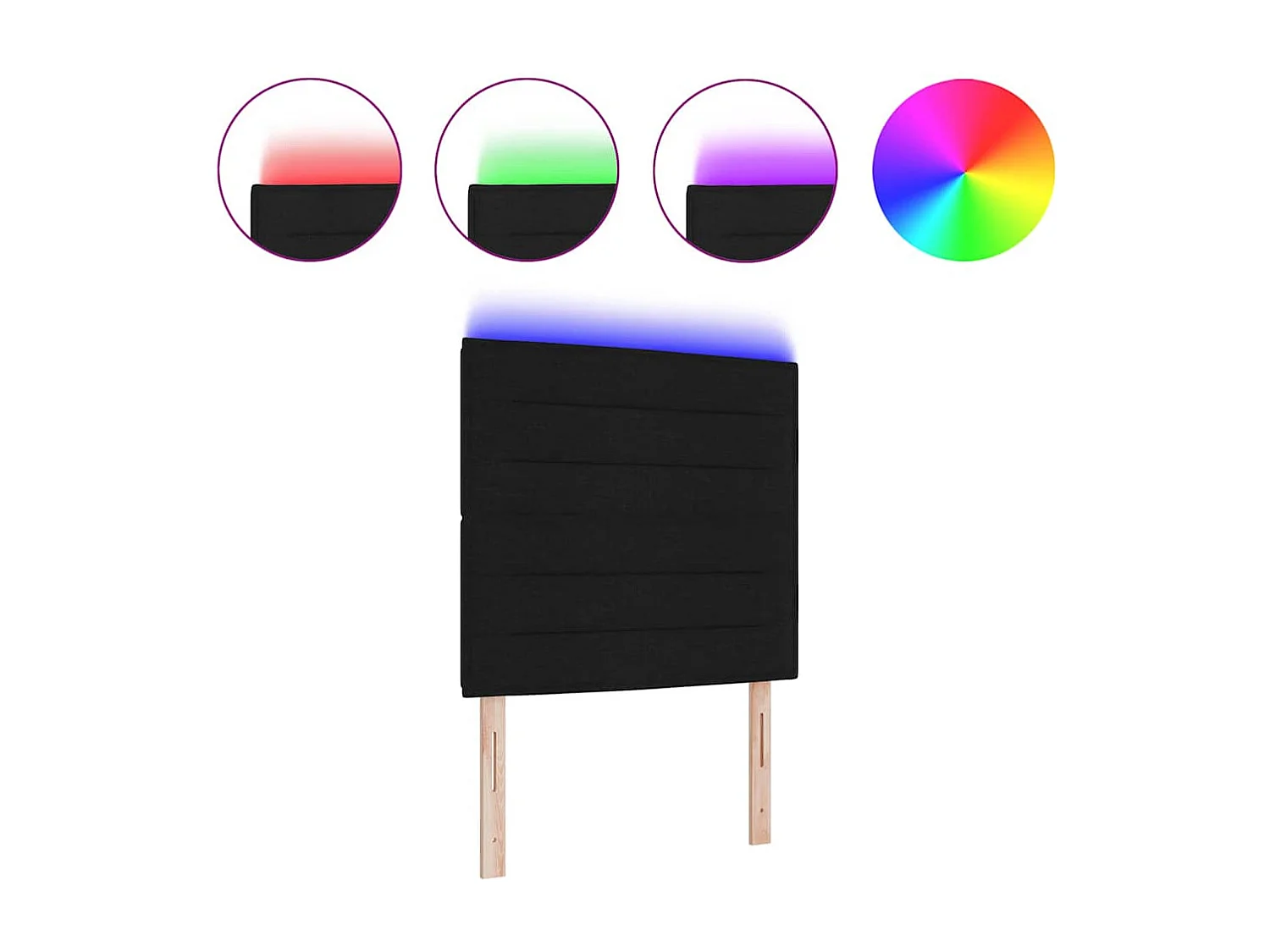 Tête de lit LED avec des lumières à LED Noir 100 cm tissu