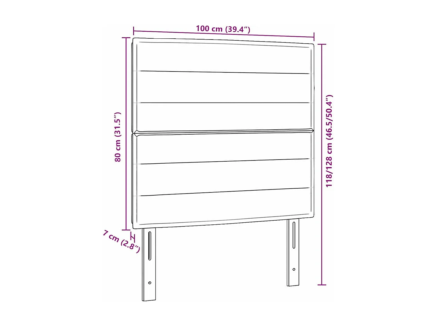 Tête de lit LED avec des lumières à LED Gris foncé 100 cm tissu
