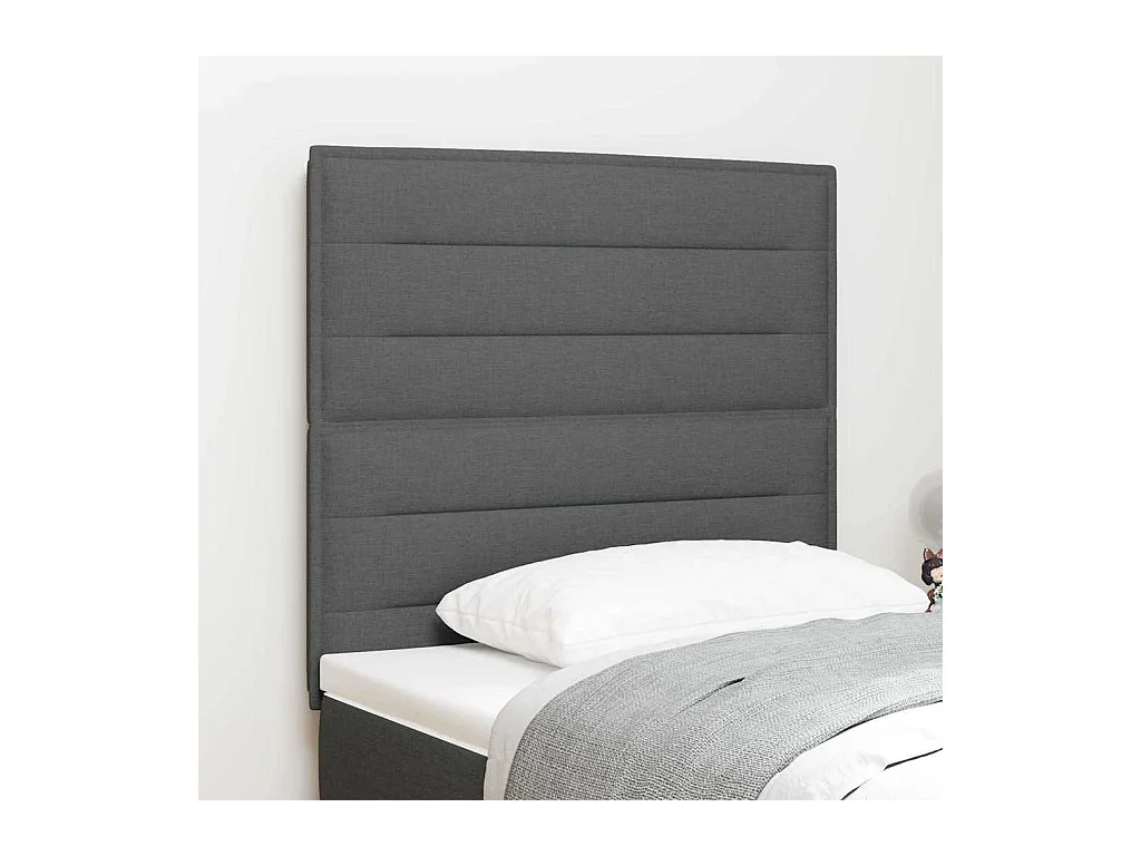 Cabecero LED con luces de tiras LED Gris oscuro 100 cm tela