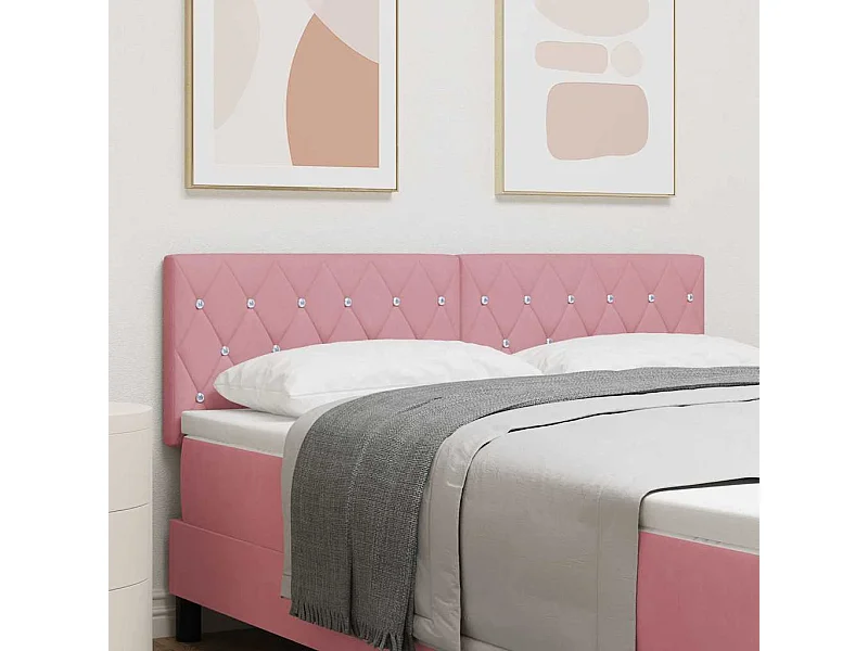 Tête de Lit en Velours Argyle Rose 140 cm Velours