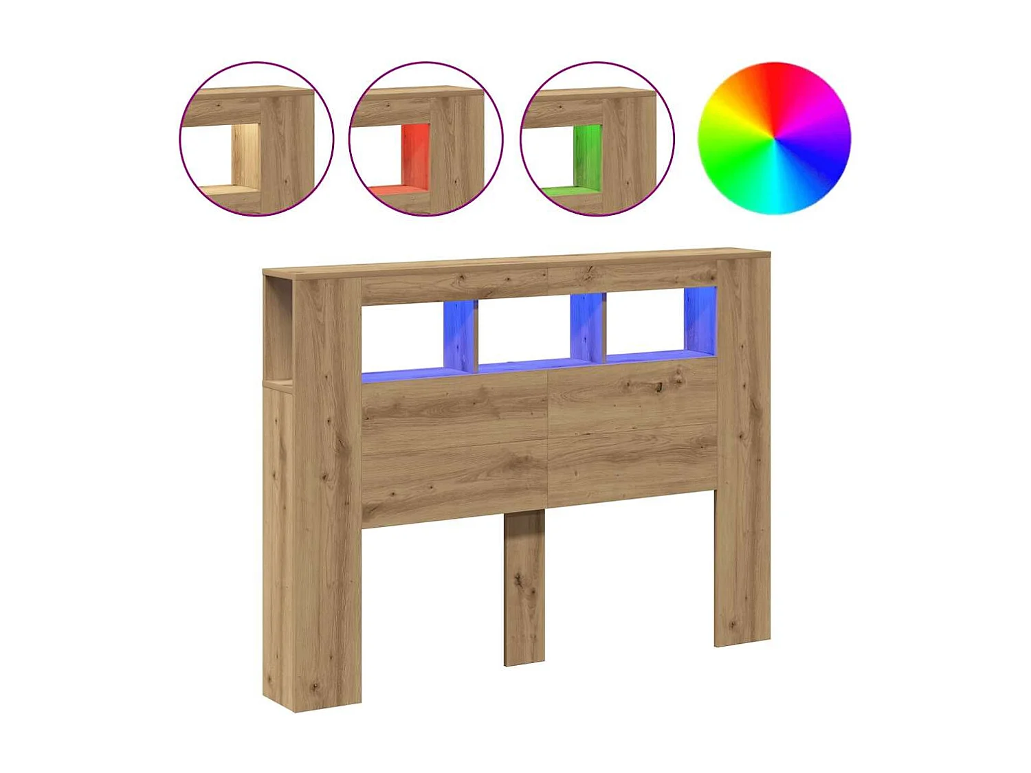 Tête de lit à LED chêne artisanal 140x18,5x103,5 cm