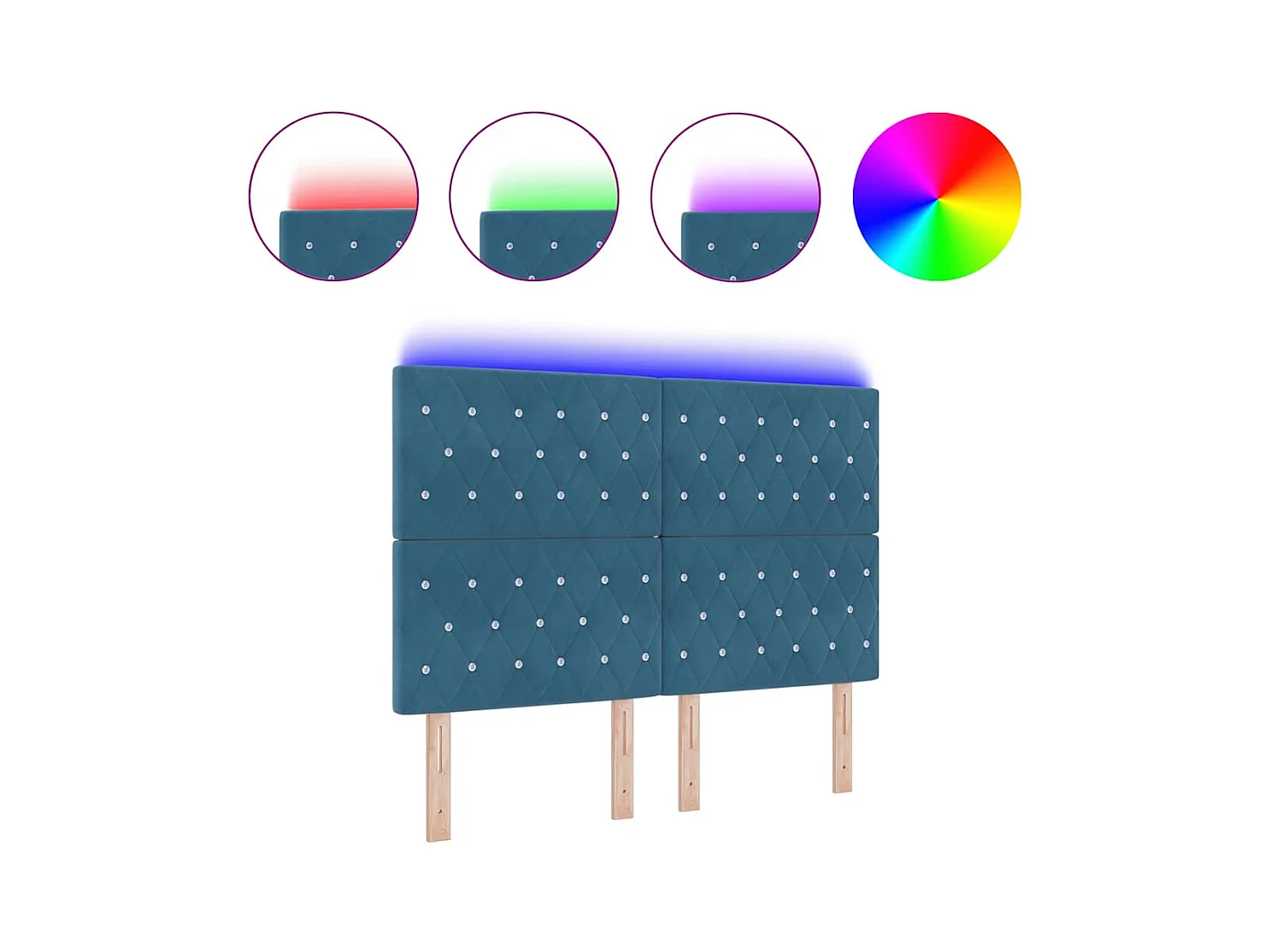 Tête de Lit LED Argyle Bleu foncé 80 cm Velours