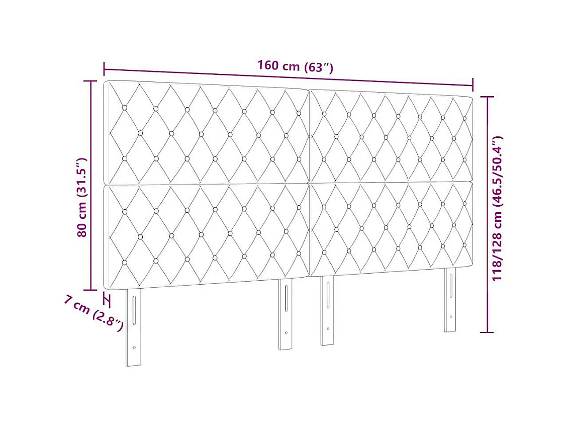 Tête de Lit LED Argyle Bleu foncé 80 cm Velours