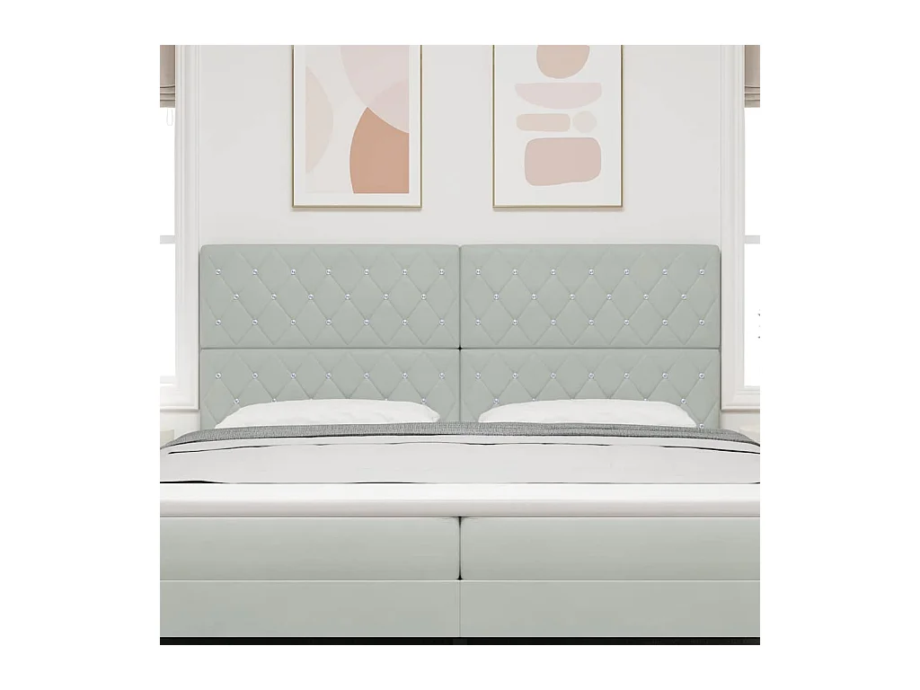 Tête de Lit en Velours Argyle Gris clair 200 cm Velours