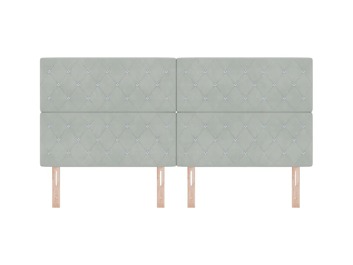 Tête de Lit en Velours Argyle Gris clair 200 cm Velours