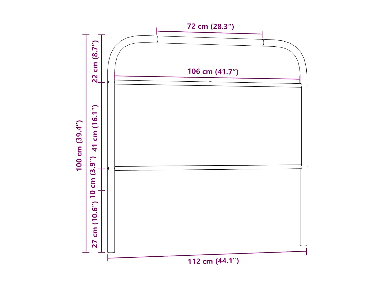 Tête de lit chêne marron 107 cm acier et bois d'ingénierie