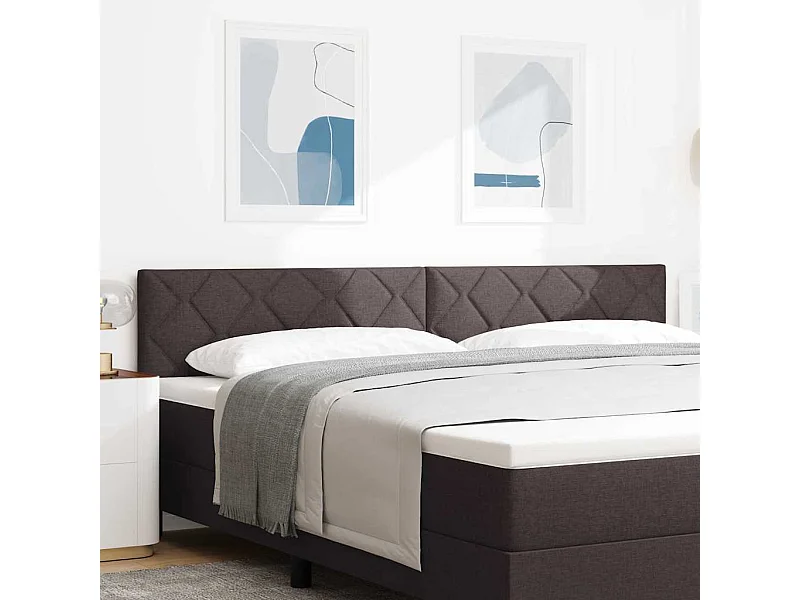 Tête de Lit en Tissu Géométrique Marron foncé 200 cm tissu
