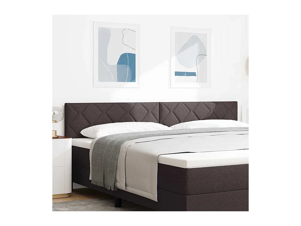 Tête de Lit en Tissu Géométrique Marron foncé 200 cm tissu