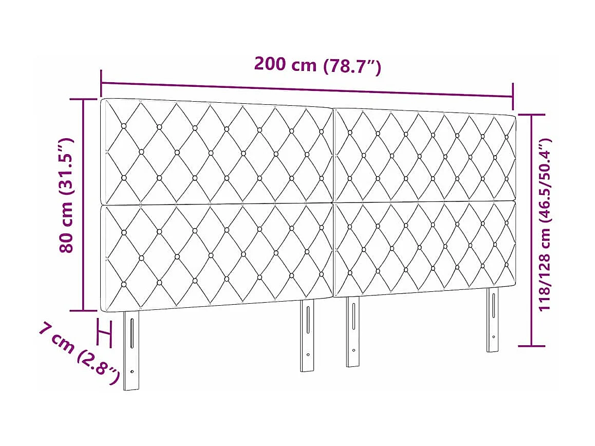 Cabecero LED Argyle con cabecera Gris claro 100 cm Terciopelo