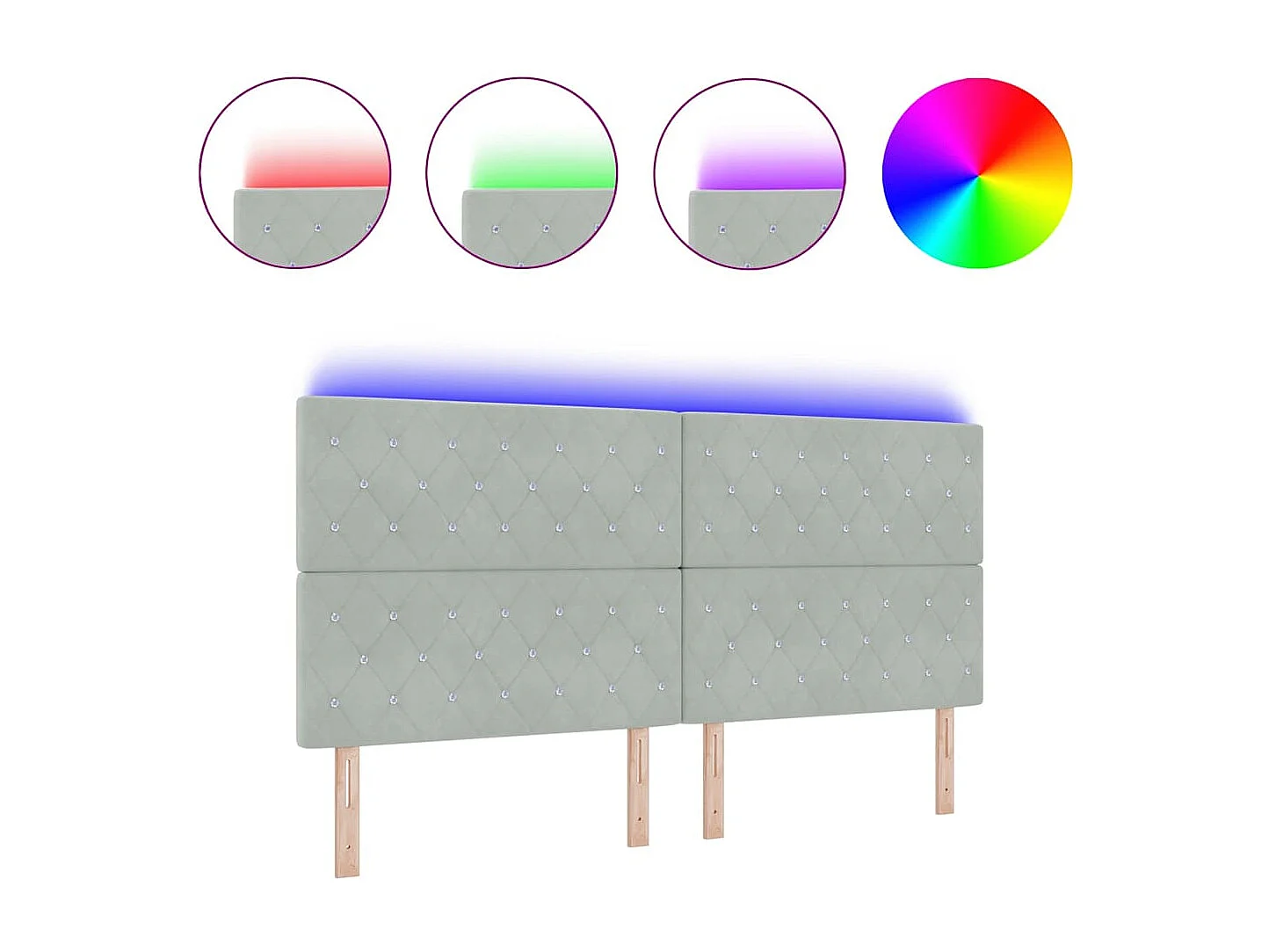 Tête de Lit LED Argyle Gris clair 100 cm Velours