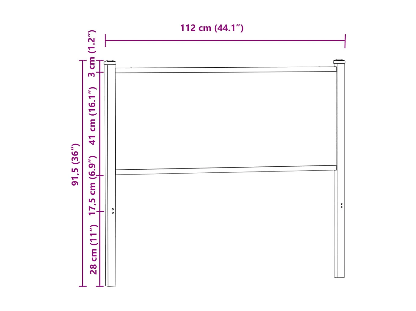 Tête de lit chêne marron 107 cm bois d'ingénierie et acier