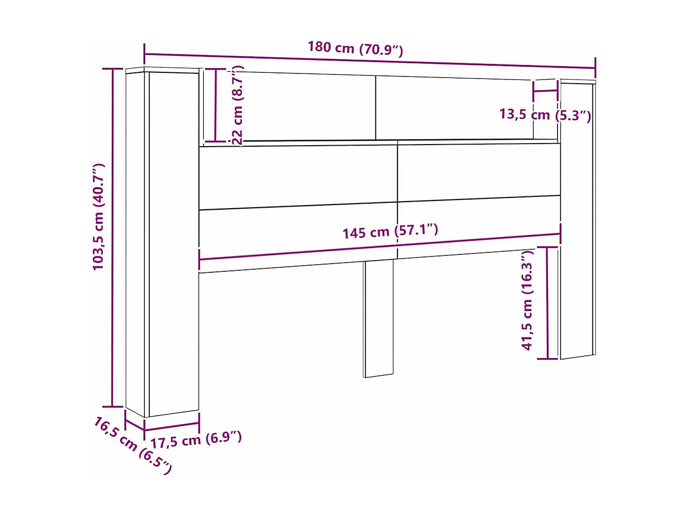 Tête de Lit Bois ancien 180 x 17 x 104,5 cm