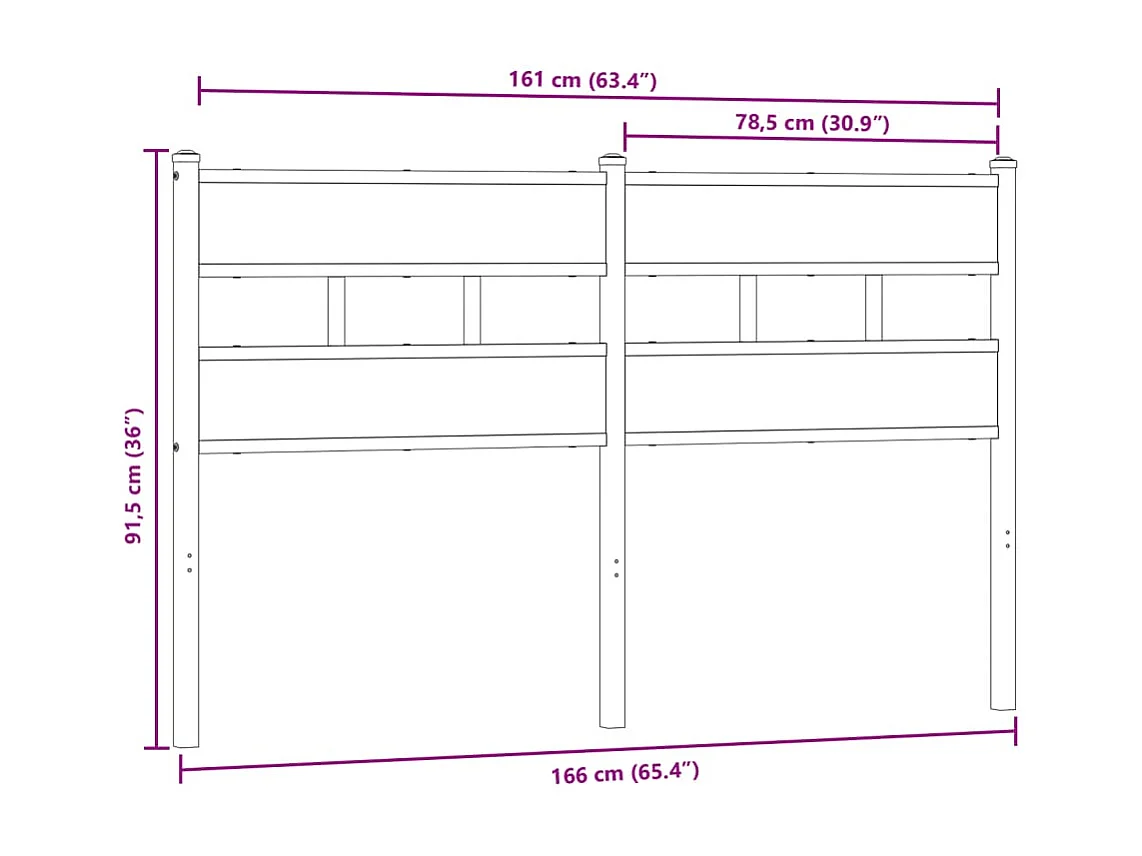 Tête de lit chêne sonoma 160 cm fer et bois d’ingénierie