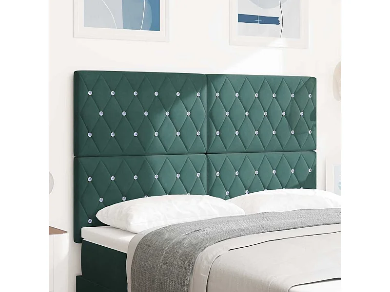 Tête de Lit en Velours Argyle Vert foncé 160 cm Velours