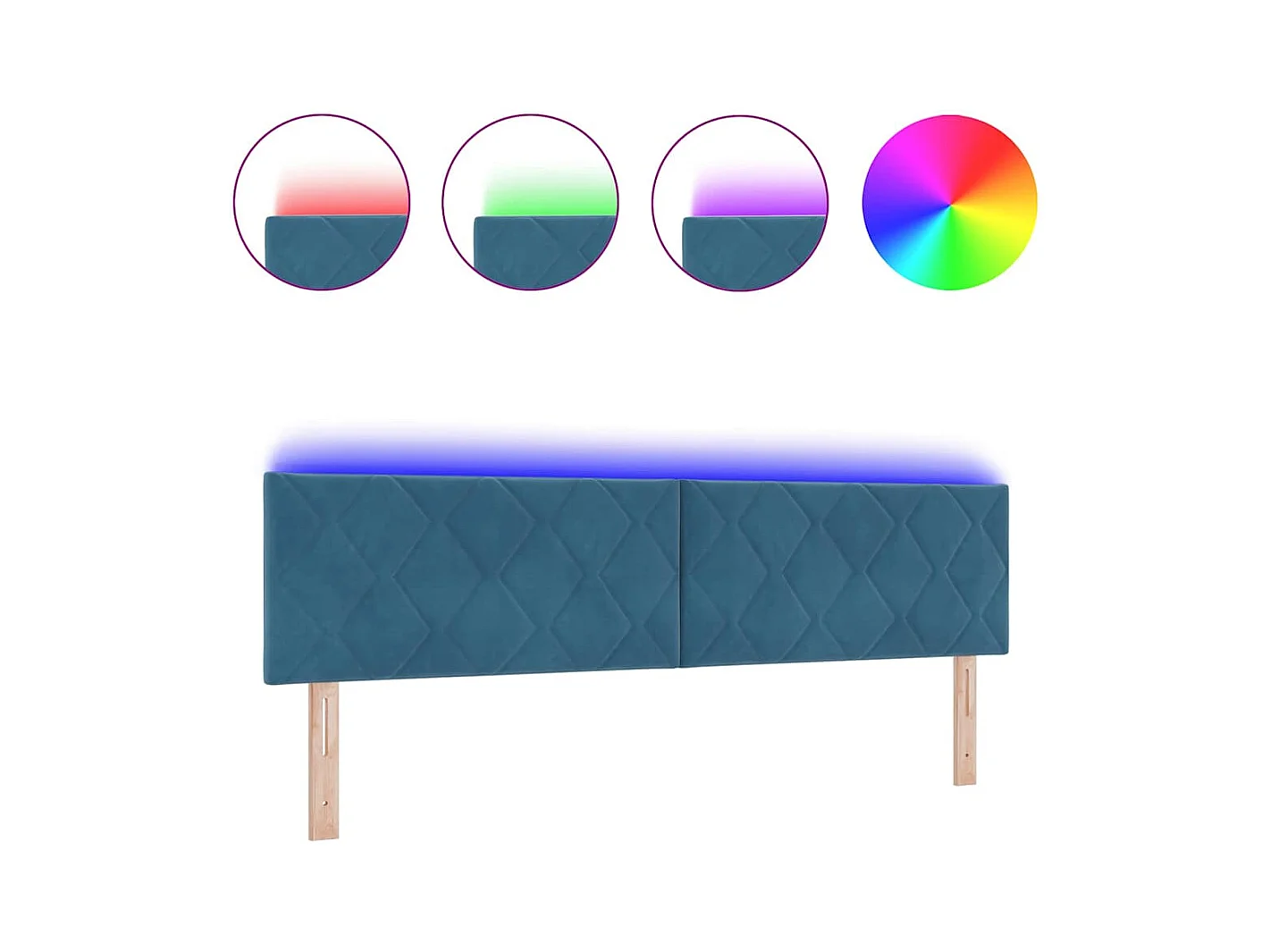 Tête de Lit LED Géométrique Bleu foncé 180 cm Velours