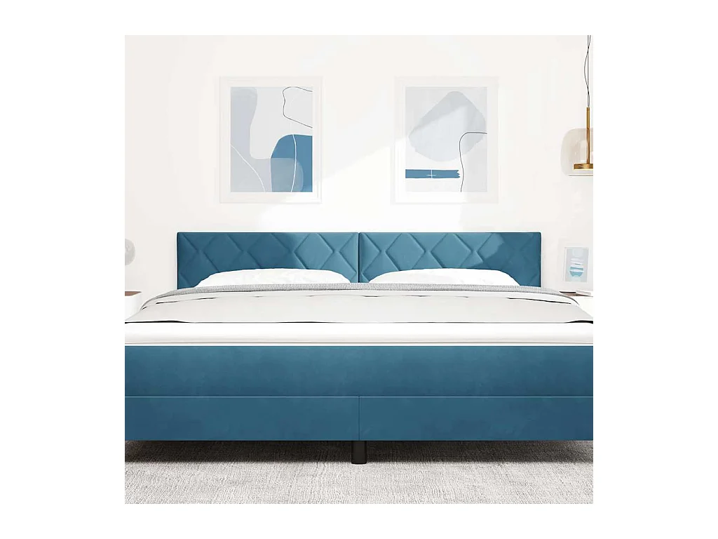 Tête de Lit LED Géométrique Bleu foncé 180 cm Velours