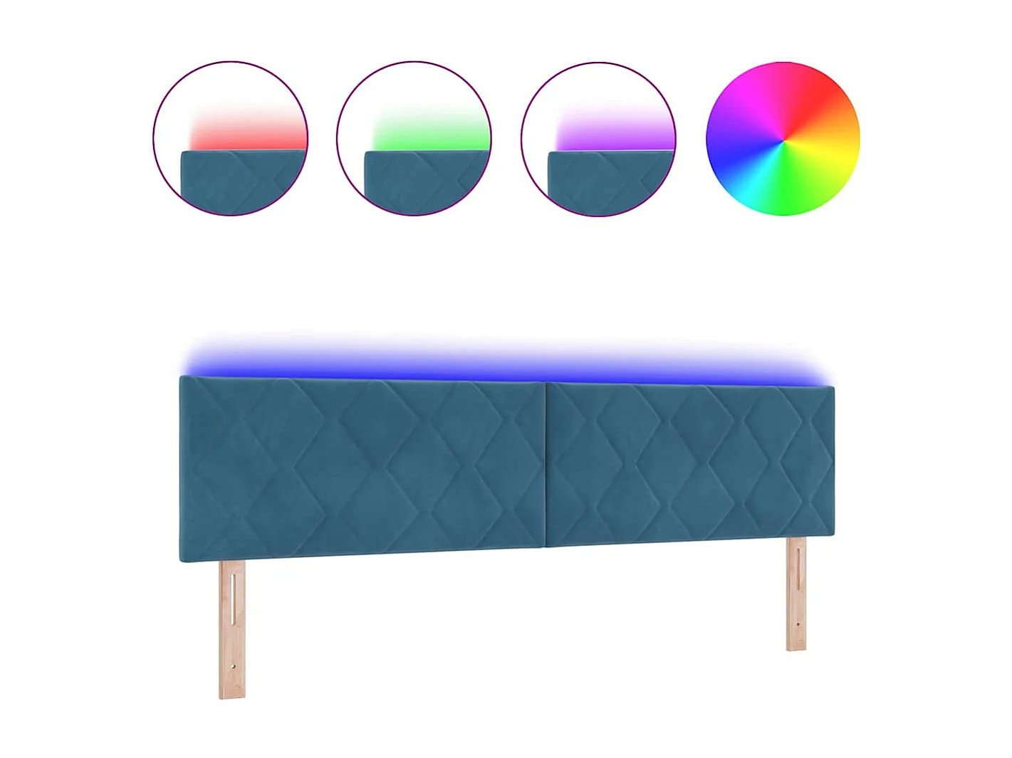 Tête de Lit LED Géométrique Bleu foncé 180 cm Velours