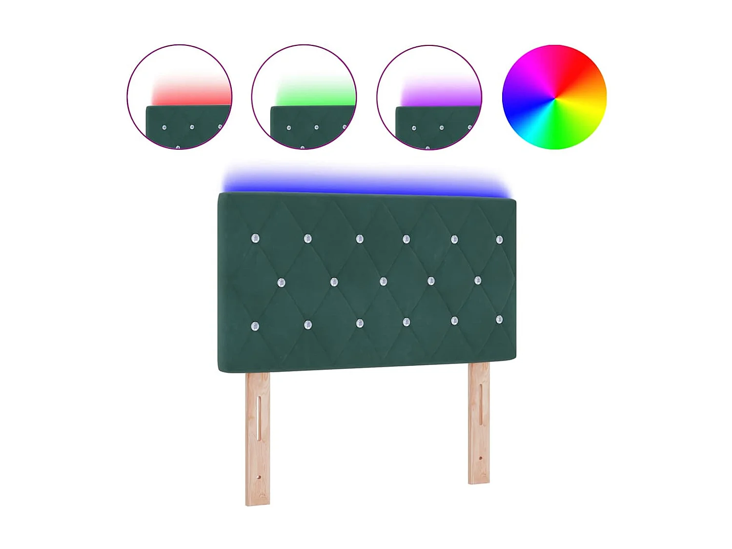 LED-hoofdeind met LED -striplichten Donkergroen 80 cm Fluweel