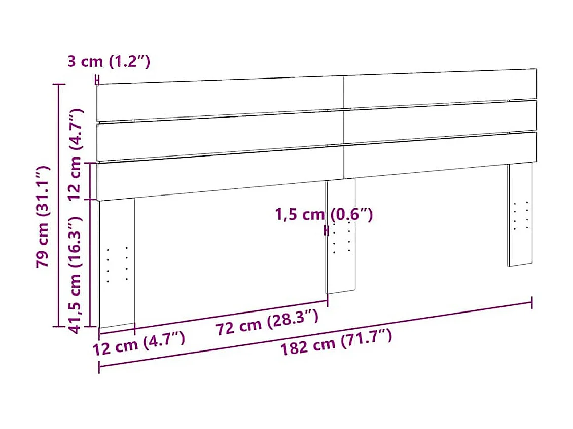 Tête de lit 180 cm bois massif de chêne
