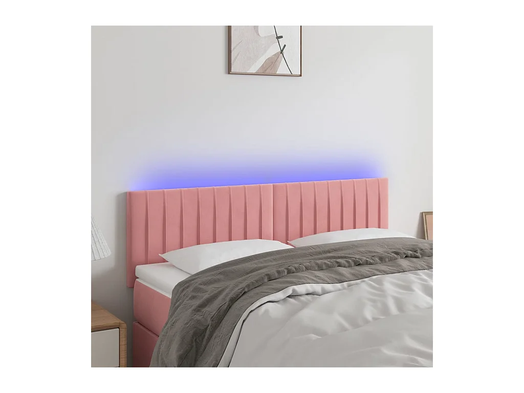 Tête de lit à LED Rose 144x5x78/88 cm Velours