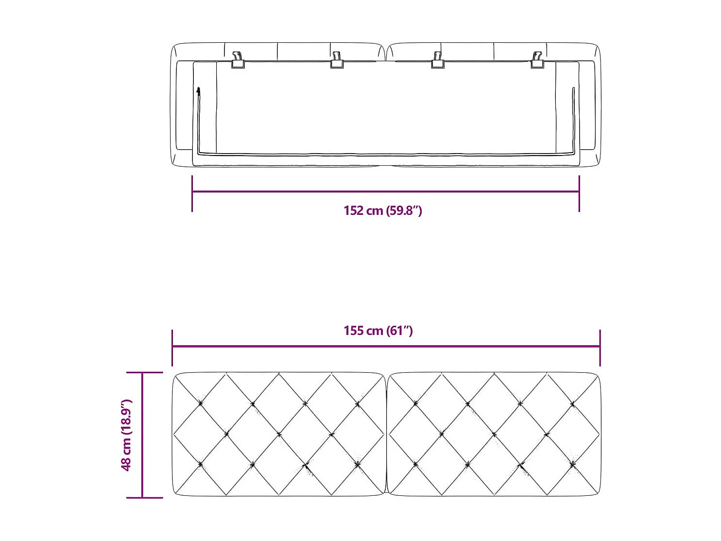 Tête de lit gris foncé 152 cm velours