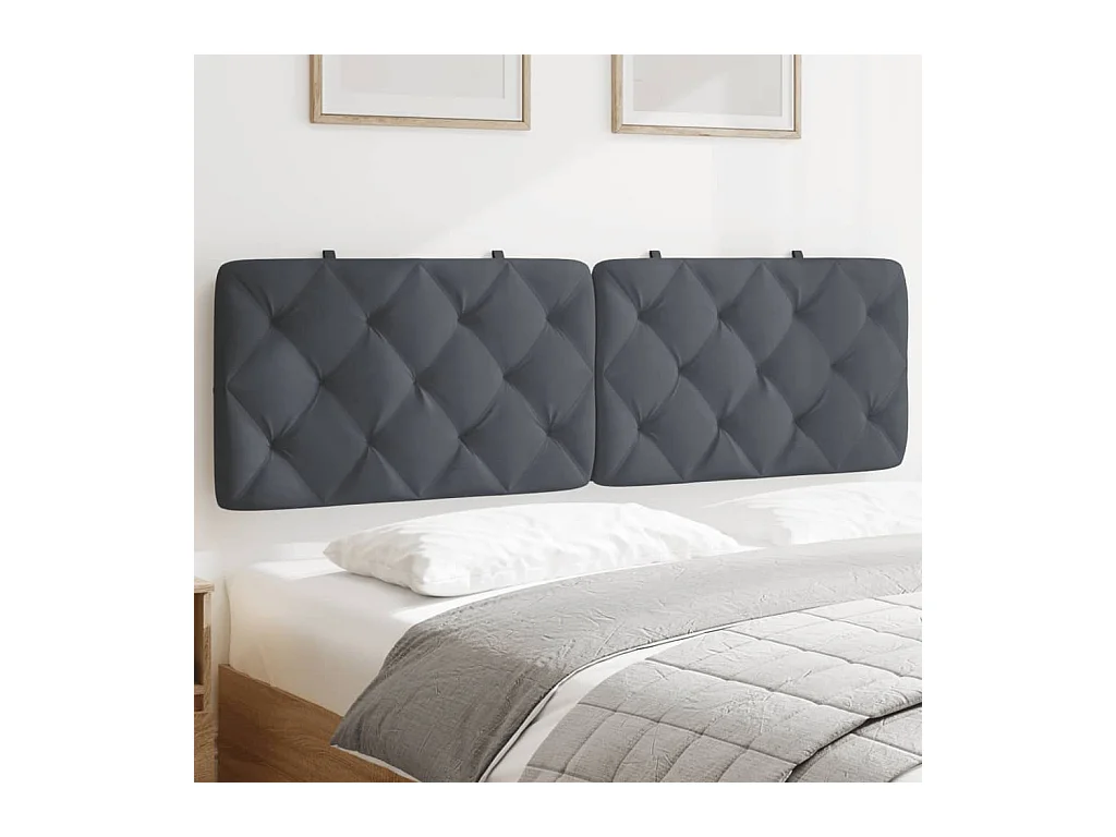 Cabecero de cama acolchado terciopelo gris oscuro 152 cm