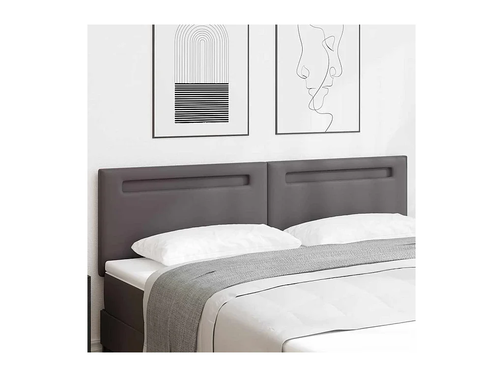 Cabecero con luces de tiras LED con cabecera Gris 180 cm PVC