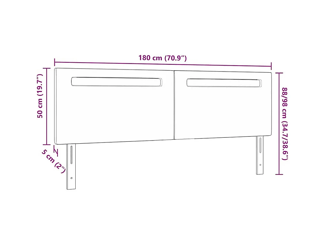 Cabecero con luces de tiras LED con cabecera Gris 180 cm PVC