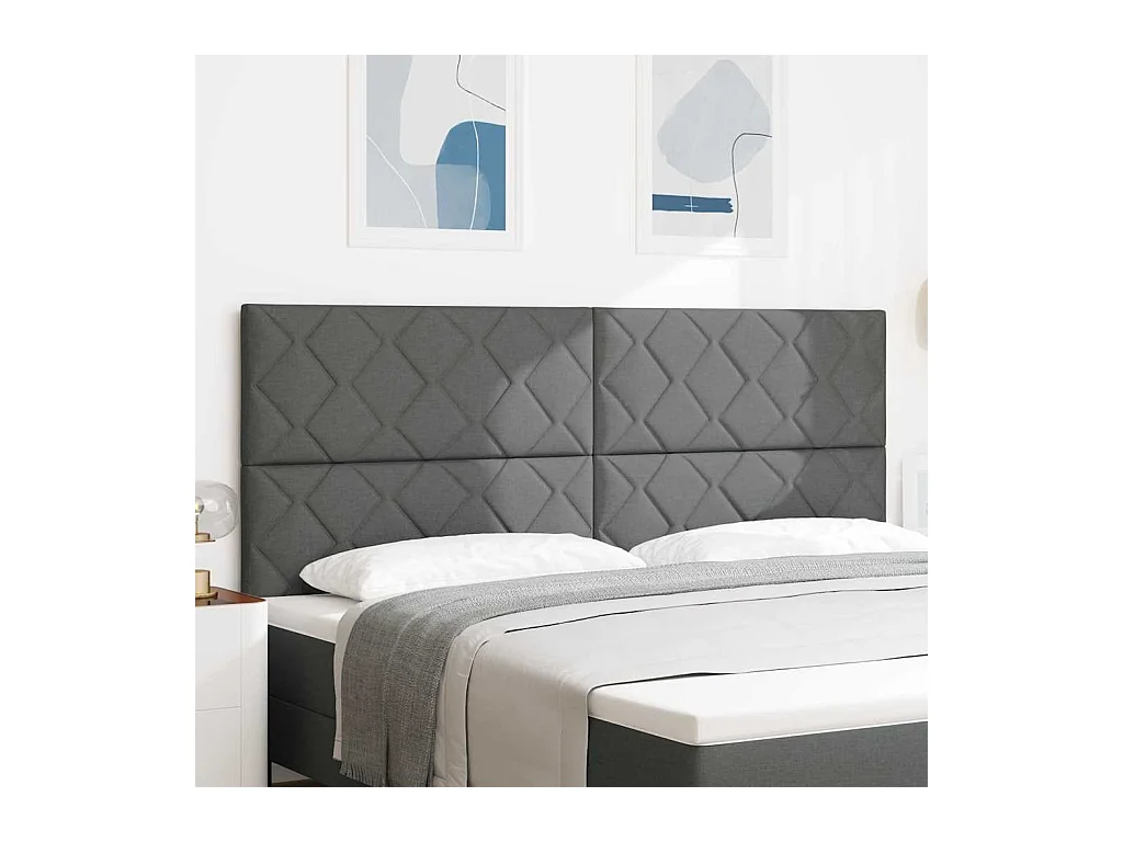 Tête de Lit en Tissu Géométrique Gris foncé 200 cm tissu