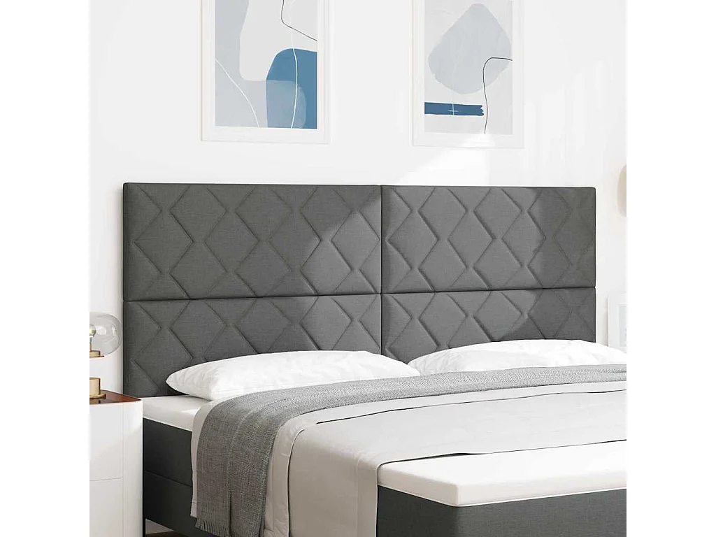 Tête de Lit en Tissu Géométrique Gris foncé 200 cm tissu