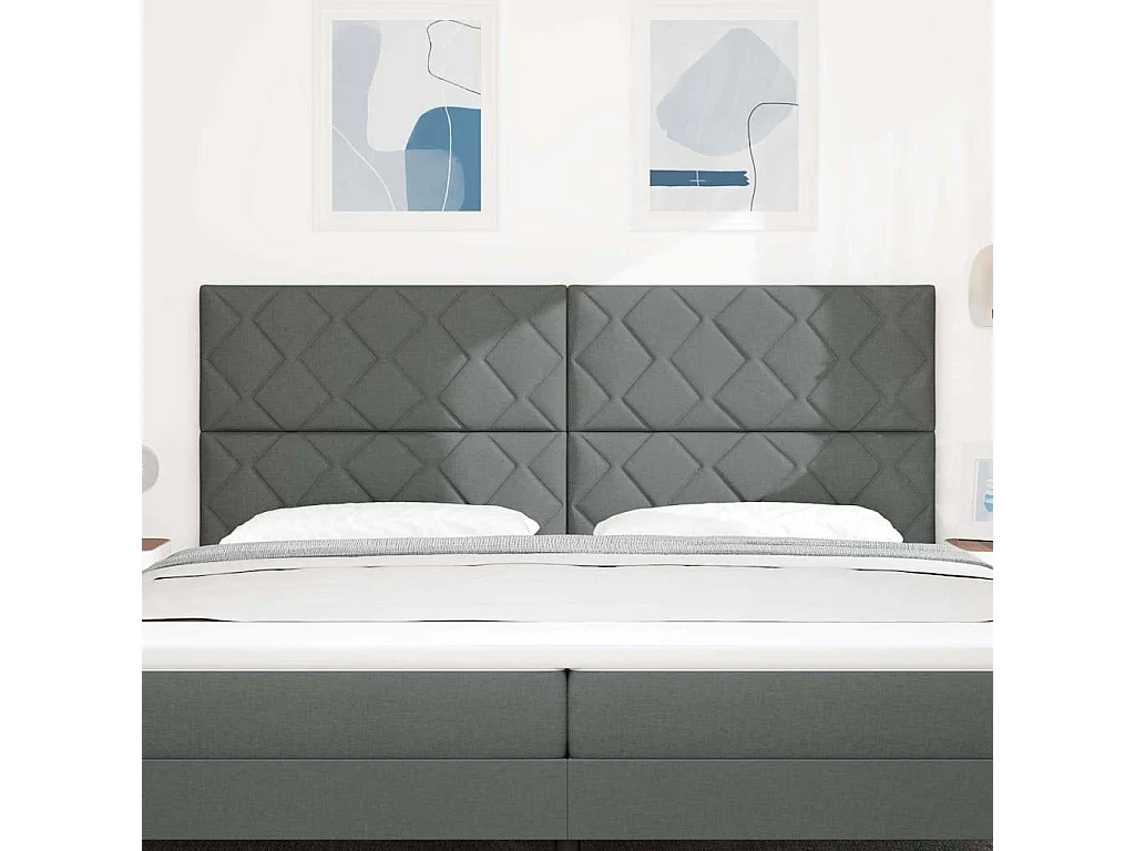 Tête de Lit en Tissu Géométrique Gris foncé 200 cm tissu